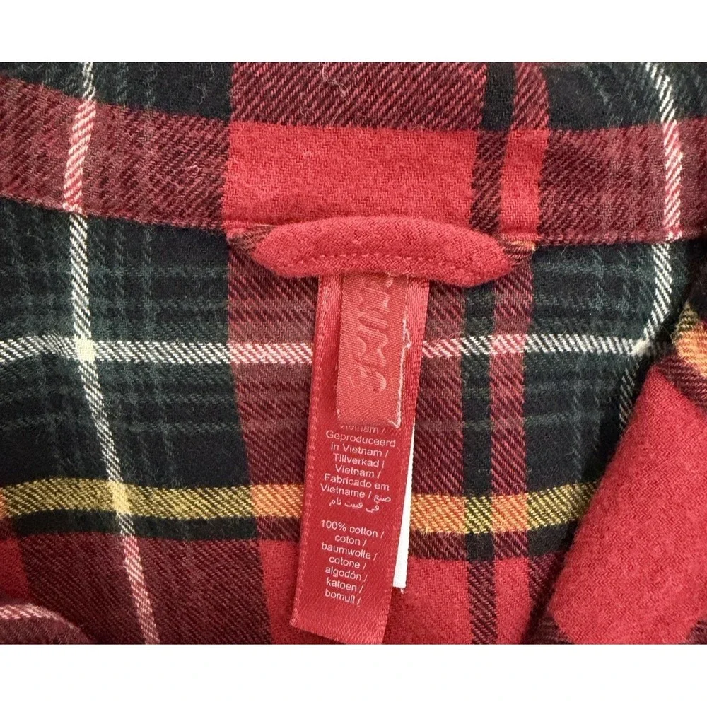 Skims Womens Plaid Flannel Sleep Pajamas Set Size L Red Cozy Comfy Loungewear